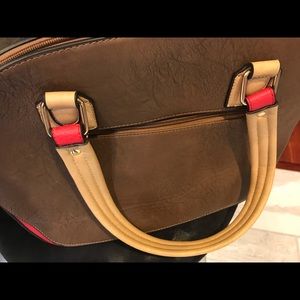 Look of a designer leather handbag.